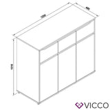 VICCO Comodino RUBEN Cassetti 120 cm Credenza Armadio multiuso Armadio