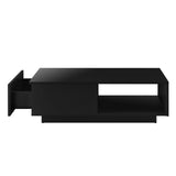 Tavolino Basso da caffè con Cassetto e Ripiano x Salotto 95 x 55 x 31 cm Nero