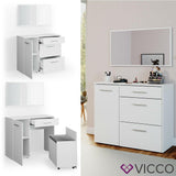 Vicco Toeletta da trucco Klara bianco incl. Specchio Panchina Cassettone porta