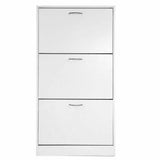 Scarpiera Salvaspazio 3 Ante Ripiani Legno Doppia Profondità Bianco 60x24x120 cm