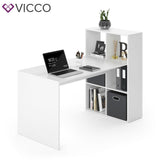  Vicco Scrivania Emir bianca Tavolo per computer con ripiano Armadio Divisorio