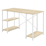 Scrivania Con Scaffale Tavolo da Ufficio Computer Lavoro PC Rovere/Bianco