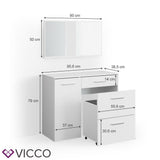  Vicco Toeletta da trucco Klara bianco incl. Specchio Panchina Cassettone porta