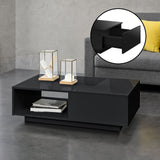 Tavolino Basso da caffè con Cassetto e Ripiano x Salotto 95 x 55 x 31 cm Nero