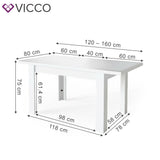 Tavolo da cucina estraibile 120-160x80cm bianco Tavolo Vicco