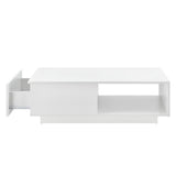 Tavolino da caffè con Cassetto e Ripiano Tavolino da Salotto 95x55x31 cm Bianco