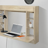 Scrivania da muro tavolo per computer PC libreria MDF legno chiaro 110x75x48 cm
