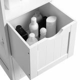 Mobile Alto da Bagno, Armadietto da Bagno con 2 Cassetti e 3 Scomparti Aperti,