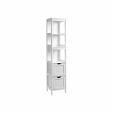 Mobile Alto da Bagno, Armadietto da Bagno con 2 Cassetti e 3 Scomparti Aperti,