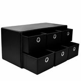 Cassapanca Contenitore Pouf Panca Sgabello Pieghevole 6 Cassetti Eco Pelle Nero
