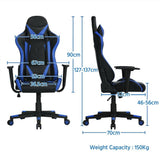 Poltrona Sedia Gaming Ufficio Ergonomica Schienale Alto Reclinabile 180° Nera