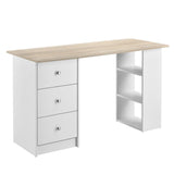 Scrivania con 3 Ripiani e 3 Cassetti 120 x 49 x 72cm Tavolo da PC Bianco/Quercia