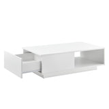 Tavolino da caffè con Cassetto e Ripiano Tavolino da Salotto 95x55x31 cm Bianco