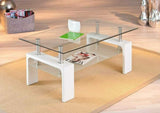 Tavolino Metallo, Vetro Bianco, Cromo Trasparente 100x60x45 h cm.
