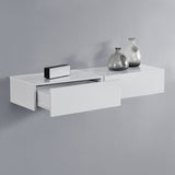Mensola con Cassetto Pensile Parete Cassettiera Bianco Lucido