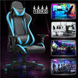 Sedia Gaming Poltrona Ufficio Ergonomica Girevole Reclinabile 180° Portata 150kg