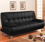 DIVANO LETTO RECLINABILE SALOTTO ECOPELLE NERO 3 POSTI