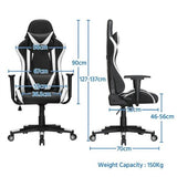 Sedia Gaming Poltrona Ufficio Ergonomica Reclinabile 180° Girevole Portata 150kg