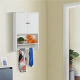 Mobile da Bagno Armadietto Pensile da Parete Bianco Porta Asciugamani Cucina