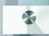 Tavolino Metallo, Vetro Bianco, Cromo Trasparente 100x60x45 h cm.