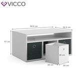 Vicco Tavolino da salotto Hylda incl. 6 contenitori pieghevoli Tavolino