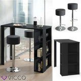 VICCO Tavolino bar NOEL Bancone da bar Bianco Nero Vani 120 x 105,6 x 60 cm