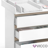 VICCO Cassettone con fasciatoio Emma Fasciatoio bebè Scaffale con 3 cassetti