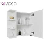 Vicco Armadietto con specchio Fynn Specchio per il bagno bianco con ripiani