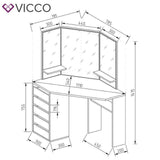 Vicco Toletta da trucco ad angolo Arielle Tavolo cosmetici Bianco