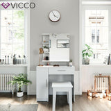 Vicco Toletta da trucco Fynnia Tavolo cosmetici Toletta Specchio Bianco