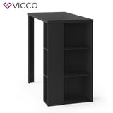 VICCO Tavolino bar Bancone da bar Bianco Nero Vani 120 x 105,6 x 60 cm