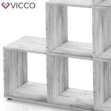 Vicco Mobiletto scala divisorio 6 scomparti conservazione 105 cm Cemento