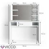 VICCO Toeletta da trucco DAENERYS Bianco Toilette Toeletta make-up Specchio