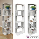 Vicco Scaffale divisorio ufficio 5 scomparti 45 x 162 cm Bianco Cemento