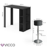 VICCO Tavolino bar NOEL Bancone da bar Bianco Nero Vani 120 x 105,6 x 60 cm