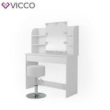 Vicco toeletta da trucco Charlotte Toilette Cassettone LED Bianco + sgabello