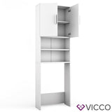 Vicco Armadio per lavatrice Armadio bagno bianco 190x64cm Scaffale per il bagno
