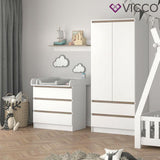 VICCO Cassettone con fasciatoio Emma Fasciatoio bebè Scaffale con 3 cassetti