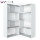 Vicco Libreria angolare Laine Scaffale da pavimento bianco Divisorio Scaffale