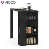 VICCO Tavolino bar Bancone da bar Bianco Nero Vani 120 x 105,6 x 60 cm