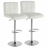 Set 2 Sgabelli Cucina Seduta Pelle Imbottita Sgabello Girevole Casa Bar Bianco