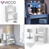 Vicco toeletta da trucco Charlotte Toilette Cassettone LED Bianco + sgabello