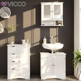 Vicco mobile per bagno Bianco Specchiera Credenza di base per lavabo Armadio per