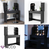 Vicco Toletta da trucco Charlotte Toilette Cassettone Specchio 142x108 cm Nero