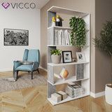 Vicco Scaffale divisorio ufficio 5 scomparti 80 x 162 cm Bianco Cemento