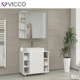 Vicco Armadietto con specchio Fynn Specchio per il bagno bianco con ripiani