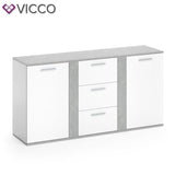 VICCO Credenza NOVELLI Contenitore in cemento bianco cassettiera armadio 2 ante