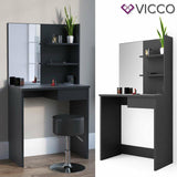 Vicco Toeletta Dekos Tavolo da trucco Specchiera Toilette Nero