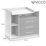VICCO Cassettone con fasciatoio Scaffale con fasciatoio Mobile per bebè