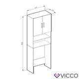 Vicco Armadio per lavatrice Armadio bagno bianco 190x64cm Scaffale per il bagno
